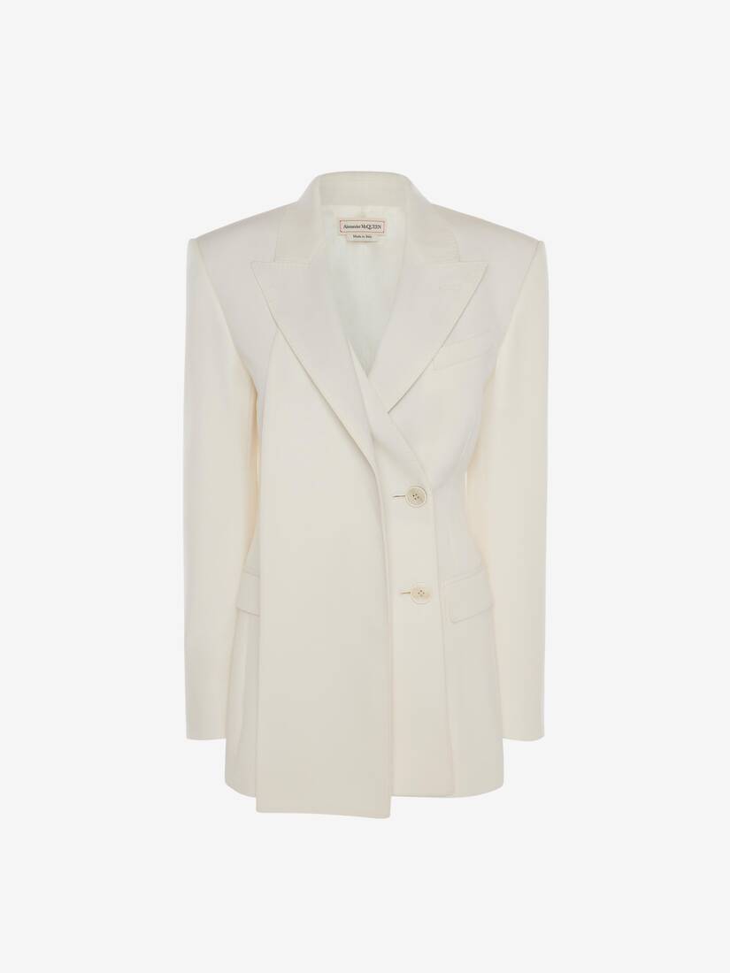 Chaquetas Alexander McQueen Grain Du Poudre Slash Lapel Mujer - Blancos - Mexico 584-RJDZWK